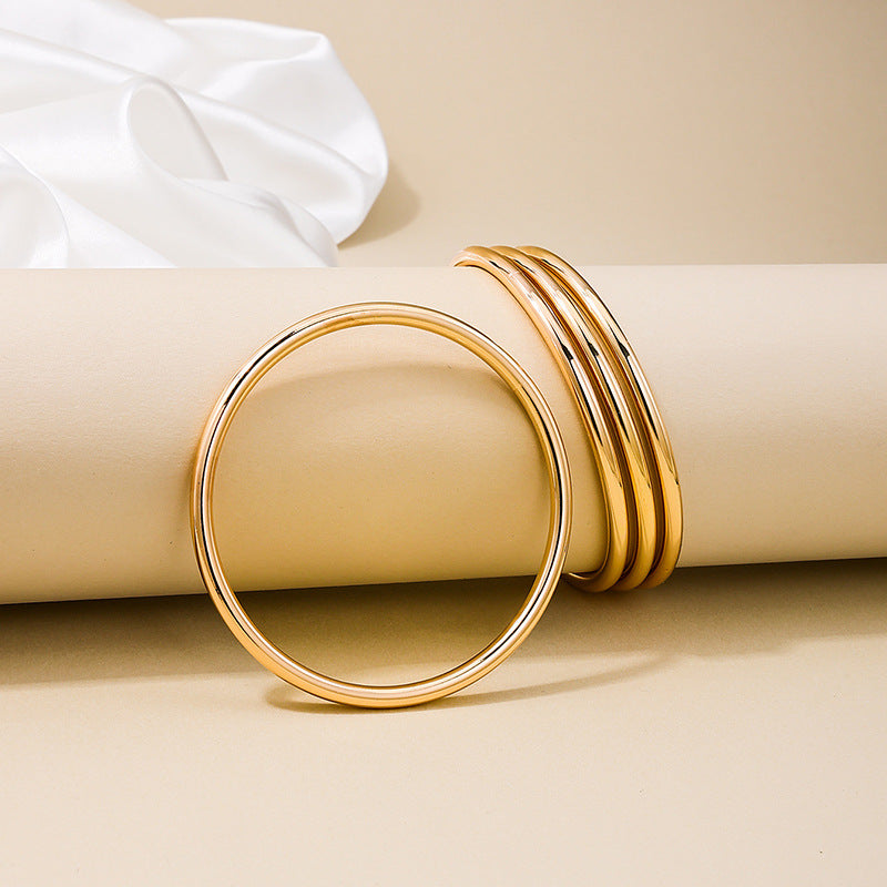 Cross-border Elegance: Vienna Verve Metal Coil Bracelet Set