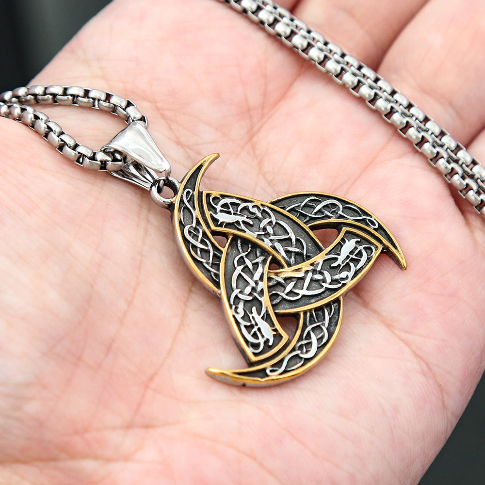 New Viking Sun Totem Triangular Titanium Steel Necklace