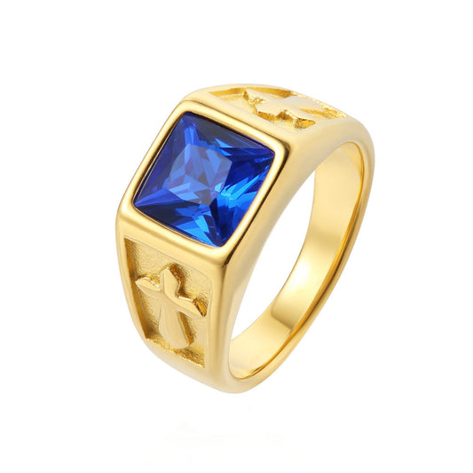 Planderful Unisex Cross Zircon Stainless Steel Ring Minimalist Bold Design Durable Everyday Gift