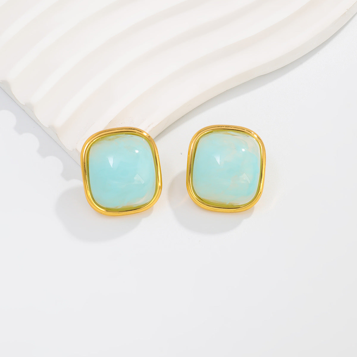 Planderful Vienna Verve Macaron Color Smudge Stud Earrings Stainless Steel For Women Retro Chic Statement Jewelry