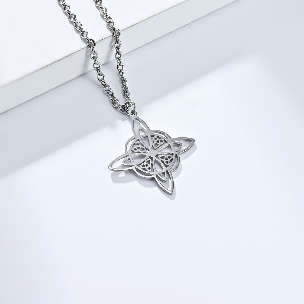 Cross-Border Nordic Celtic Eternal Triangle Knot Necklace