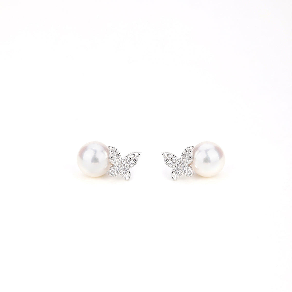 Vintage Butterfly Pearl 925 Sterling Silver Women's Earrings