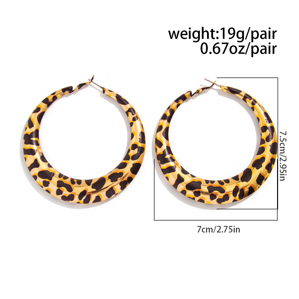 Geometric Metal Circle Earrings Leopard Print Bold Statement For Women By Planderful Vienna Verve