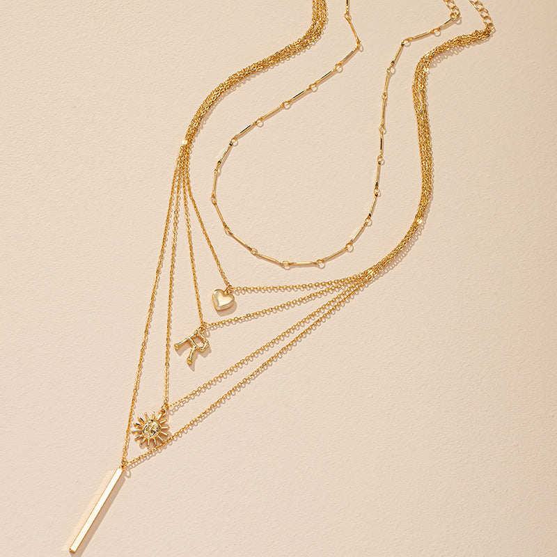 European and American Fashion 2-Piece Love Letter R Necklace Set - Vienna Verve Collection