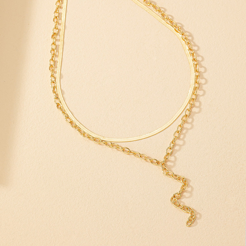 Double-Layered European Style Necklace with Niche Design and High-End Metal - Vienna Verve Collection