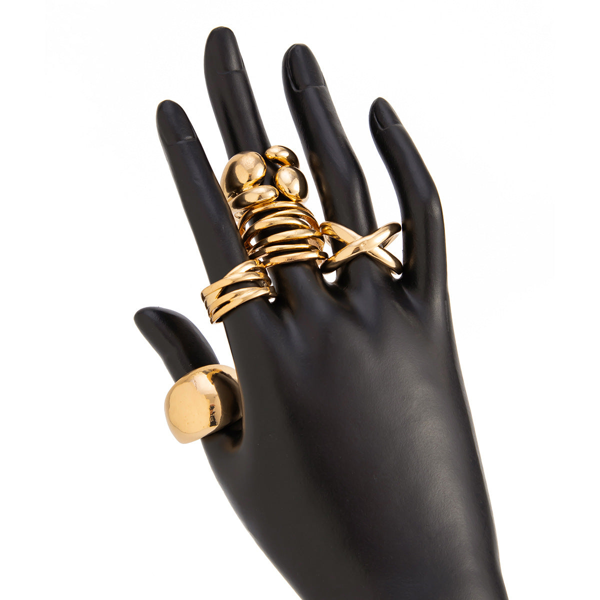 Planderful Vienna Verve Liquid Pleated Ring Set For Women Retro Winding And Stacking Statement