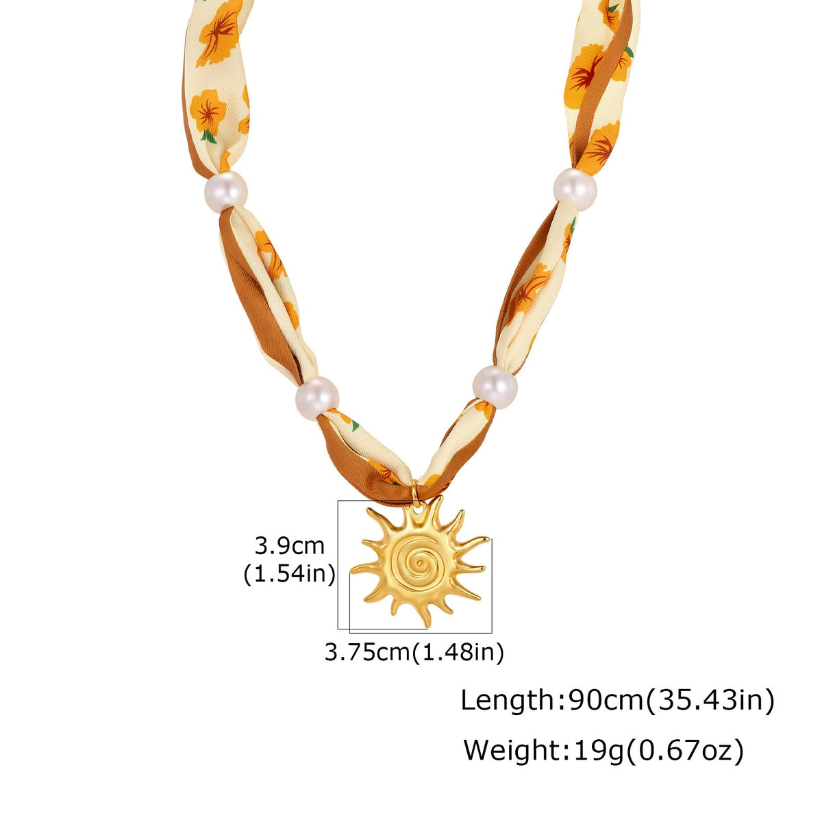 Maillard Leopard Print Silk Scarf Women's Stainless Steel Imitation Pearl Sunflower Design Necklace