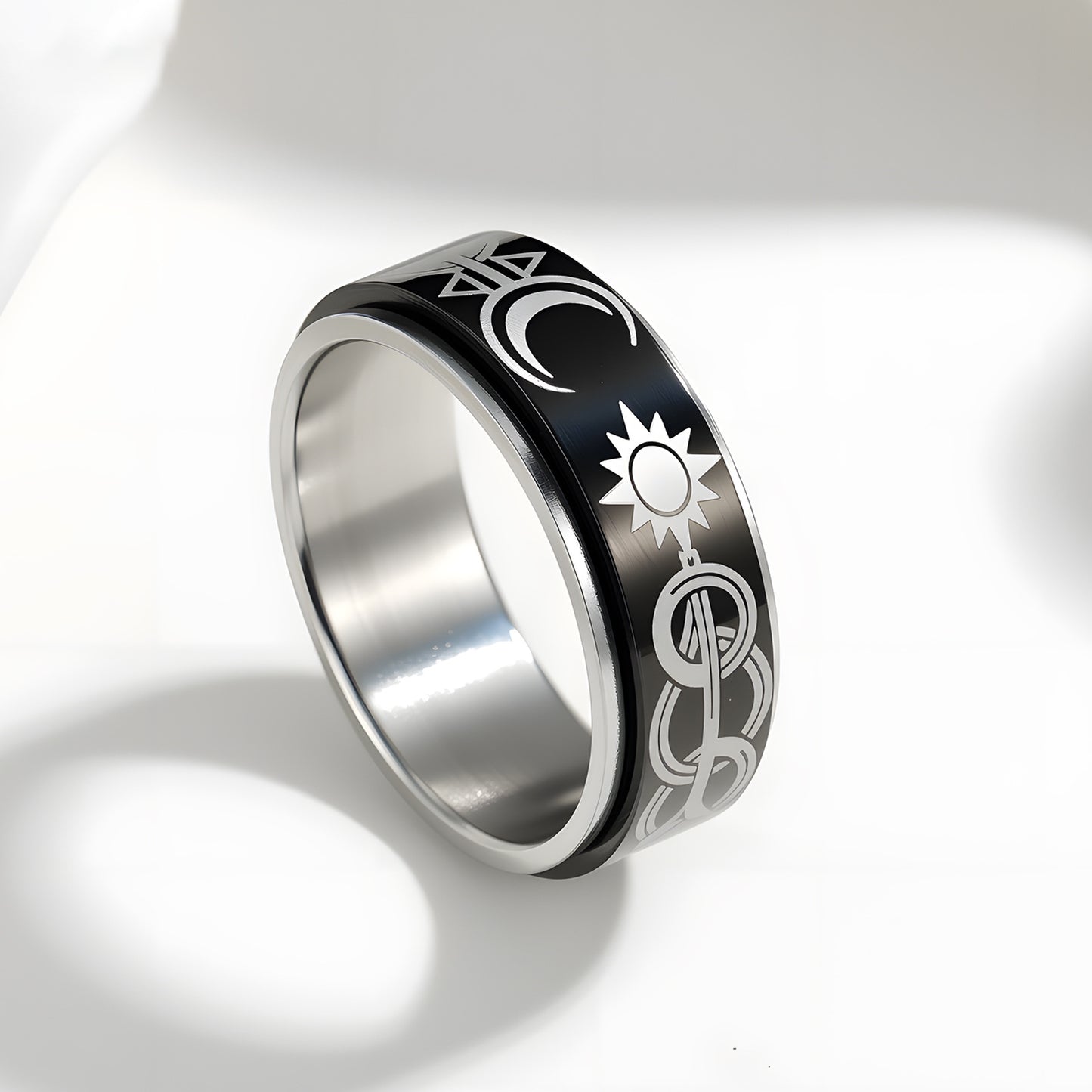 Rotating Star Moon Spinner Ring Planderful Everyday Genie Decompression Jewelry For Men And Unisex