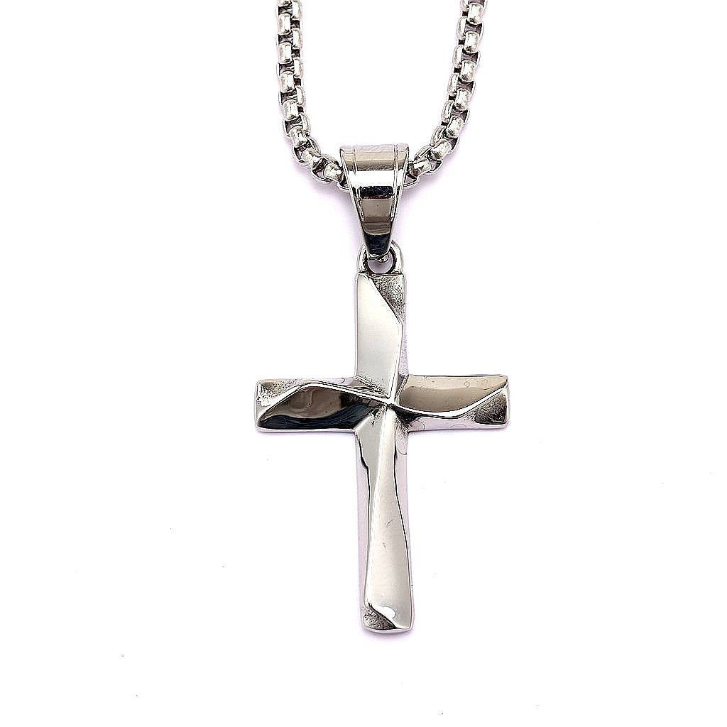 Vintage Cross Stainless Steel Pendant Necklace