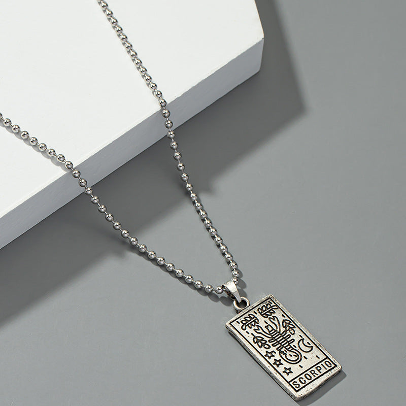 Celestial Charm Square Pendant Sweater Chain - European Style