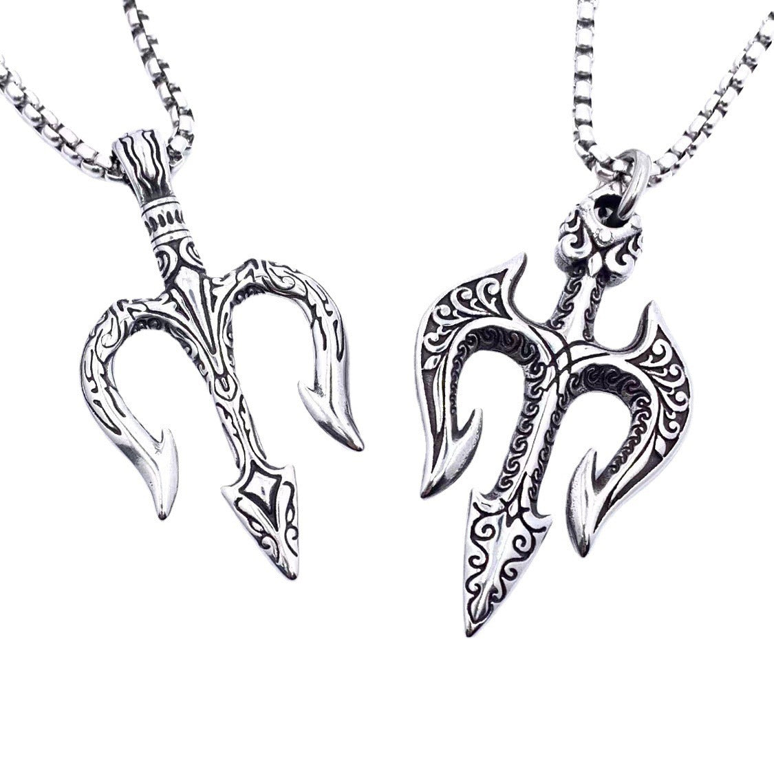Planderful Stainless Steel Men Necklace Personalized Retro Aquaman Trident Hip Hop Pendant