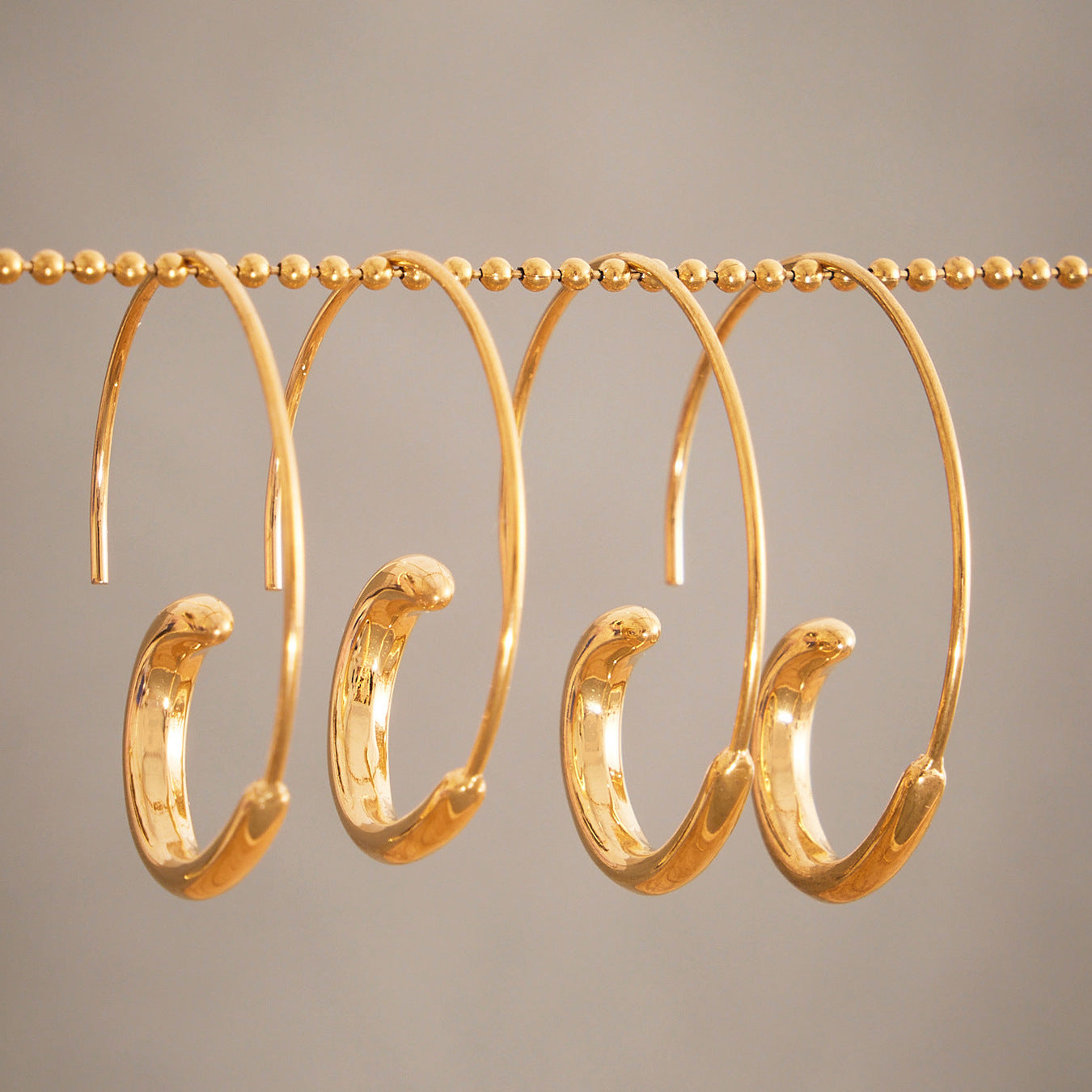 Planderful C Shaped Minimalist Earrings Gold Plated Women