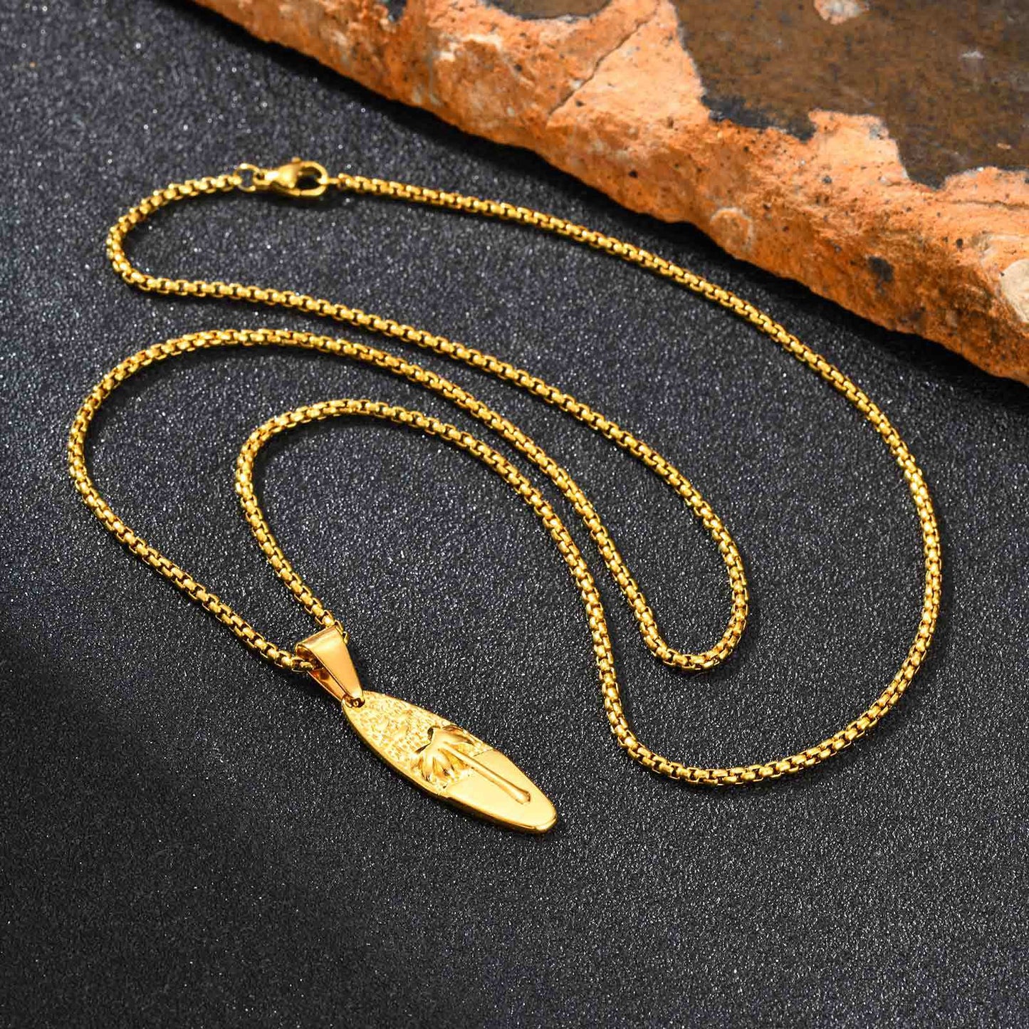 Planderful Men Casual Stainless Steel Coconut Tree Pendant