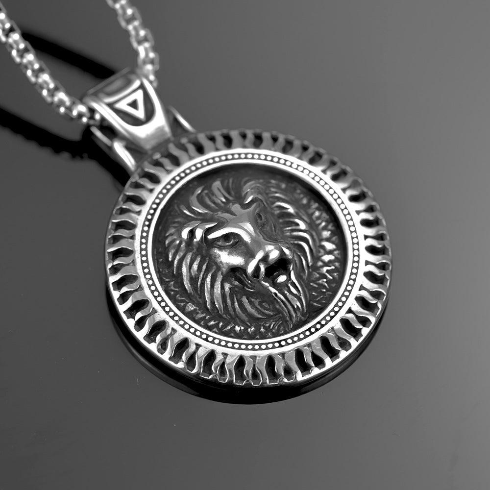 Retro Stainless Steel Men's Pendant Lion Head Necklace