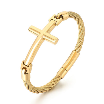 Braided Wire Steel Wire Bracelet – Cross Bent Titanium Steel Men's Bracelet