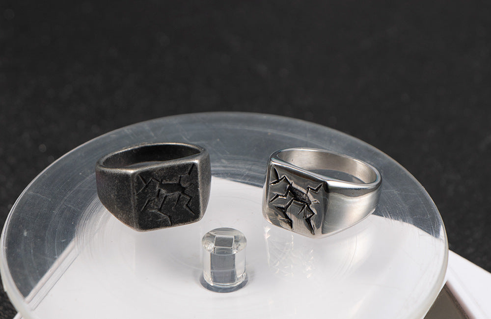 European American Spider Crack Titanium Ring For Men