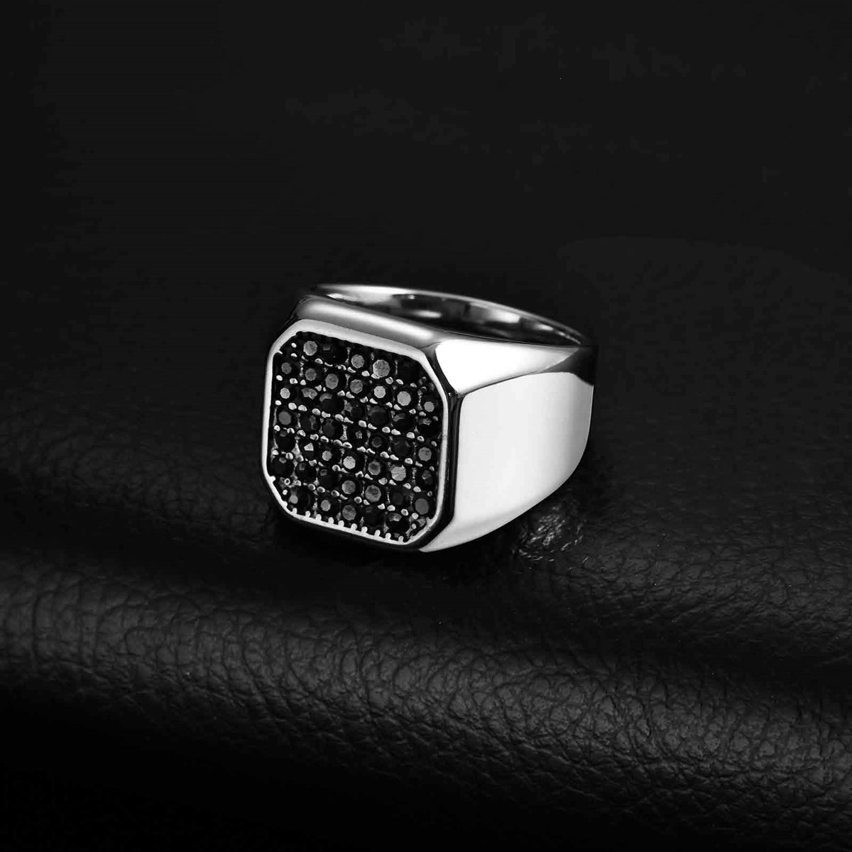 Stainless Steel Ring With Gray Zircon – Nightclub Hip Hop Hiphop