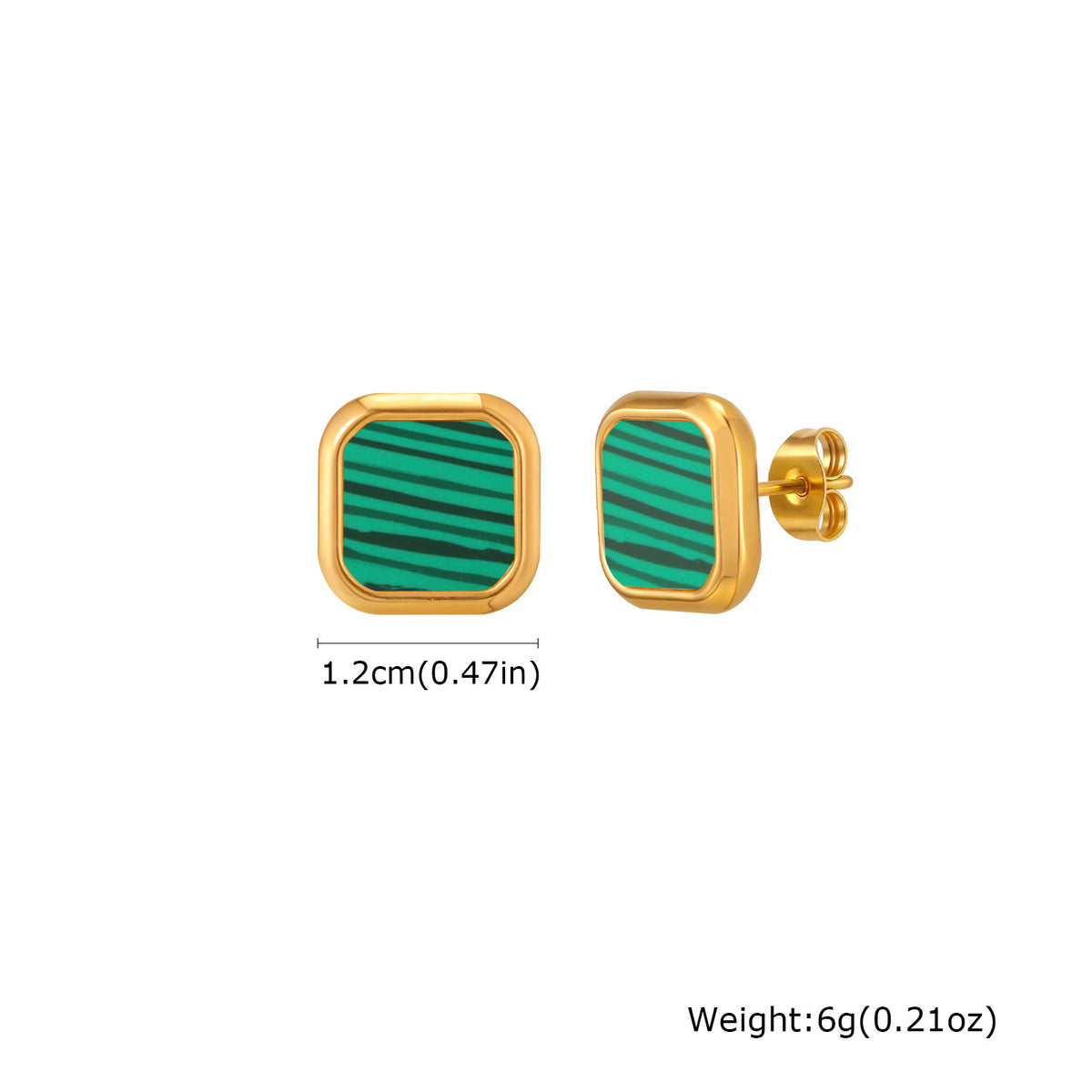 Gold-Tone Inlay Earrings — Shell or Malachite