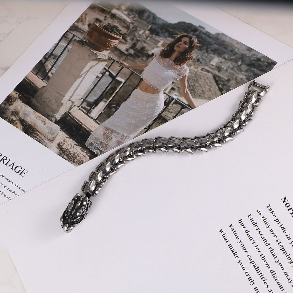 Titanium Steel Dragon Sand Surface Bracelet European Men