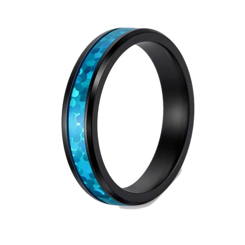 Blue Opal Rotatable Ring Stainless Steel Unisex Protection Symbol By Planderful Everyday Genie Jewelry