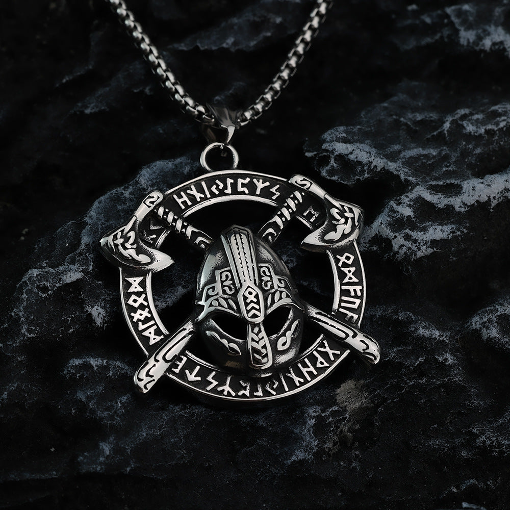 Nordic Stainless Steel Men's Personalized Viking Helmet Necklace