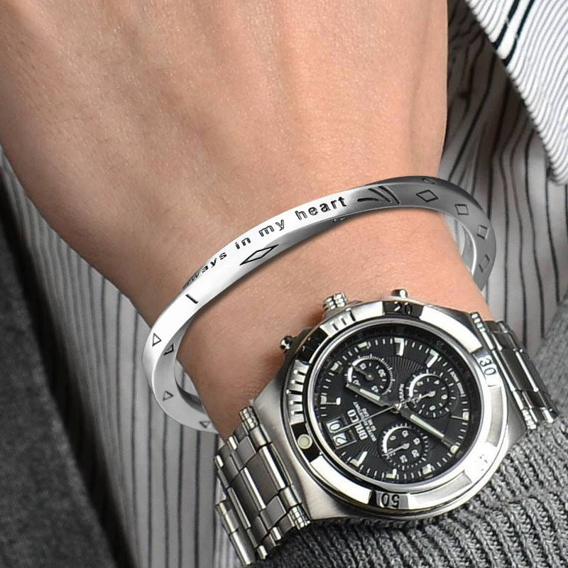 Planderful Jewelry Mobius Ring Bracelet For Men Titanium Steel Modern Hip Hop Style