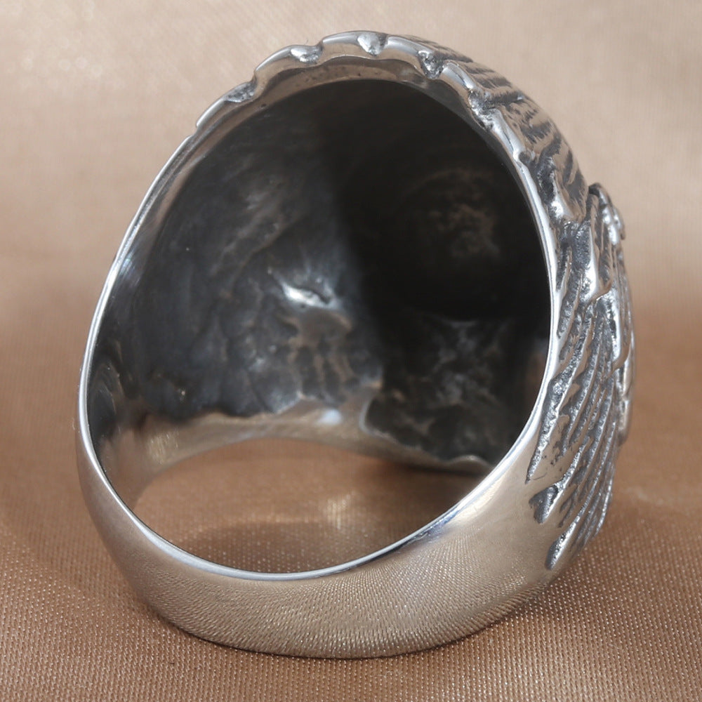 Titanium Steel Skull Ring for Men - Personalized Retro Trendy Accessory in Stainless Steel