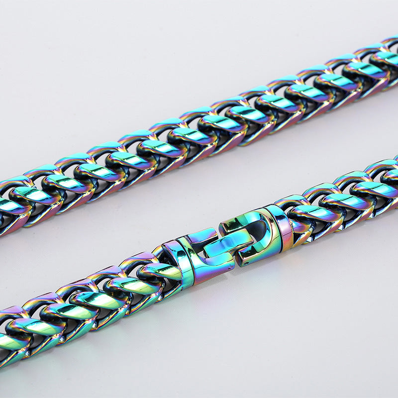 Hip-Hop Cool Round Grinding Three-Dimensional Necklace, Vacuum Electroplated Keel Chain Titanium Steel Men's