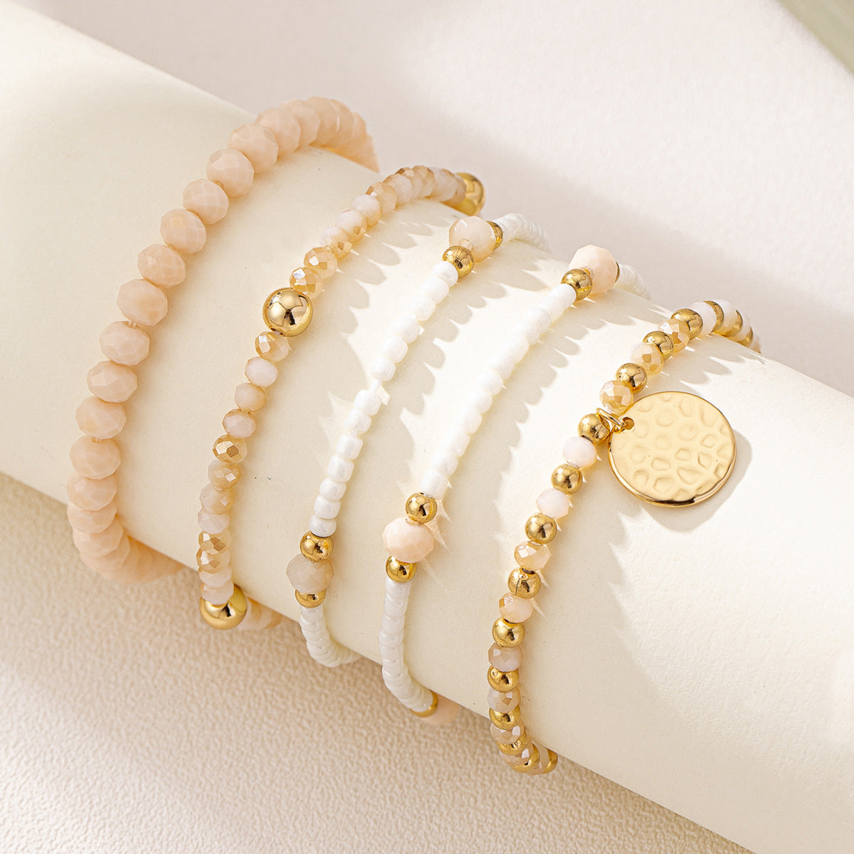 Planderful Vienna Verve 5-Piece Bohemian Bracelet Set – Stylish Woven Glass Beads