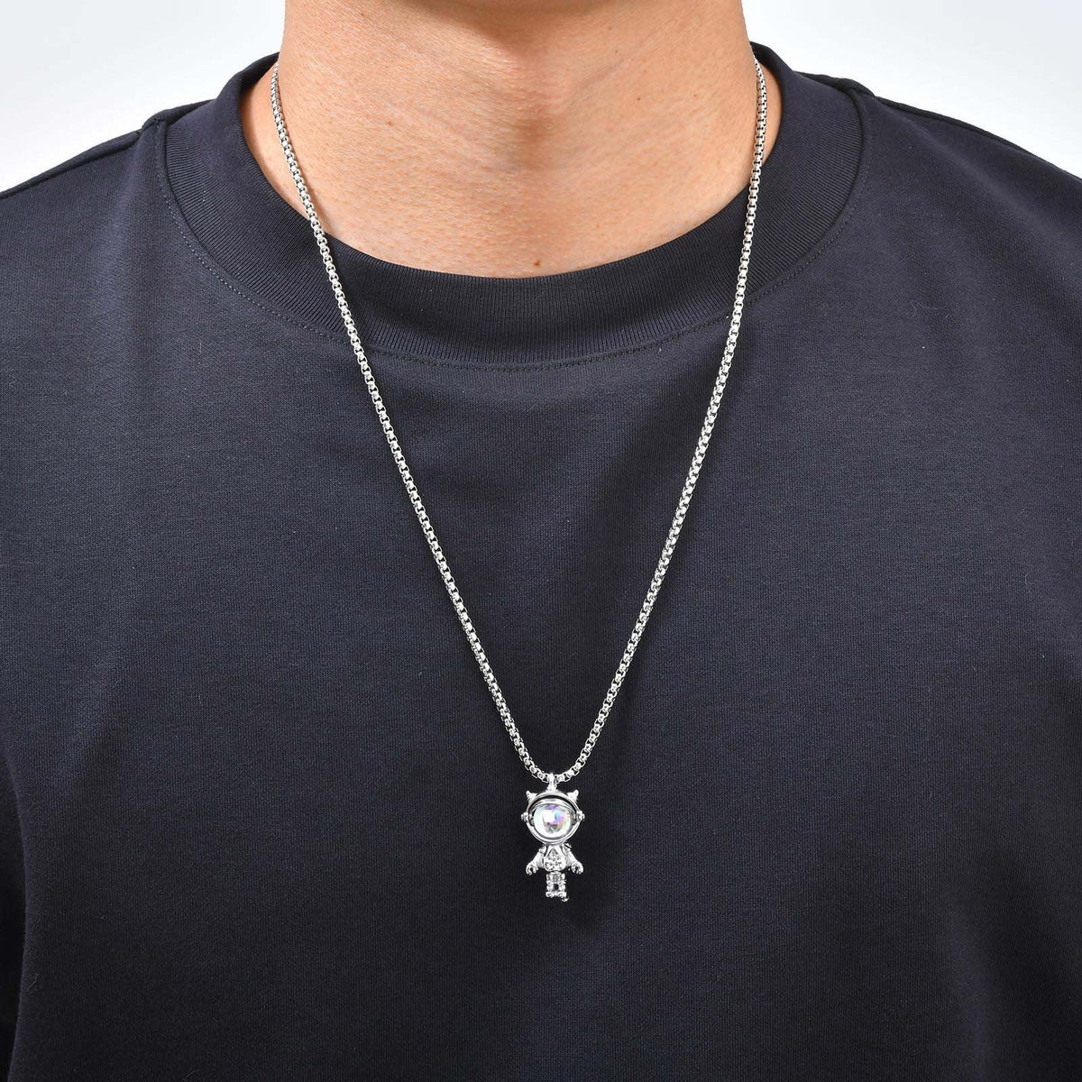Astronaut Space Theme Trendy Stainless Steel Necklace for Men