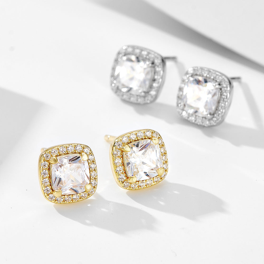European and American Cross-Border S925 Sterling Silver Zircon Stud Earrings