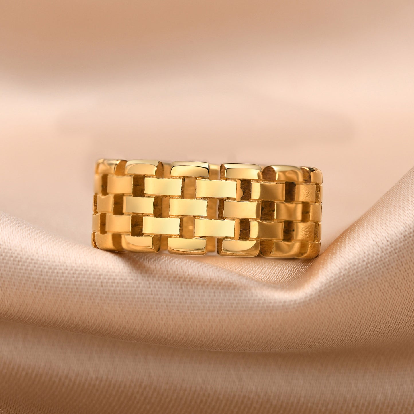 Stainless Steel Strap Ring Gold Women Personalized Fashion Jewelry