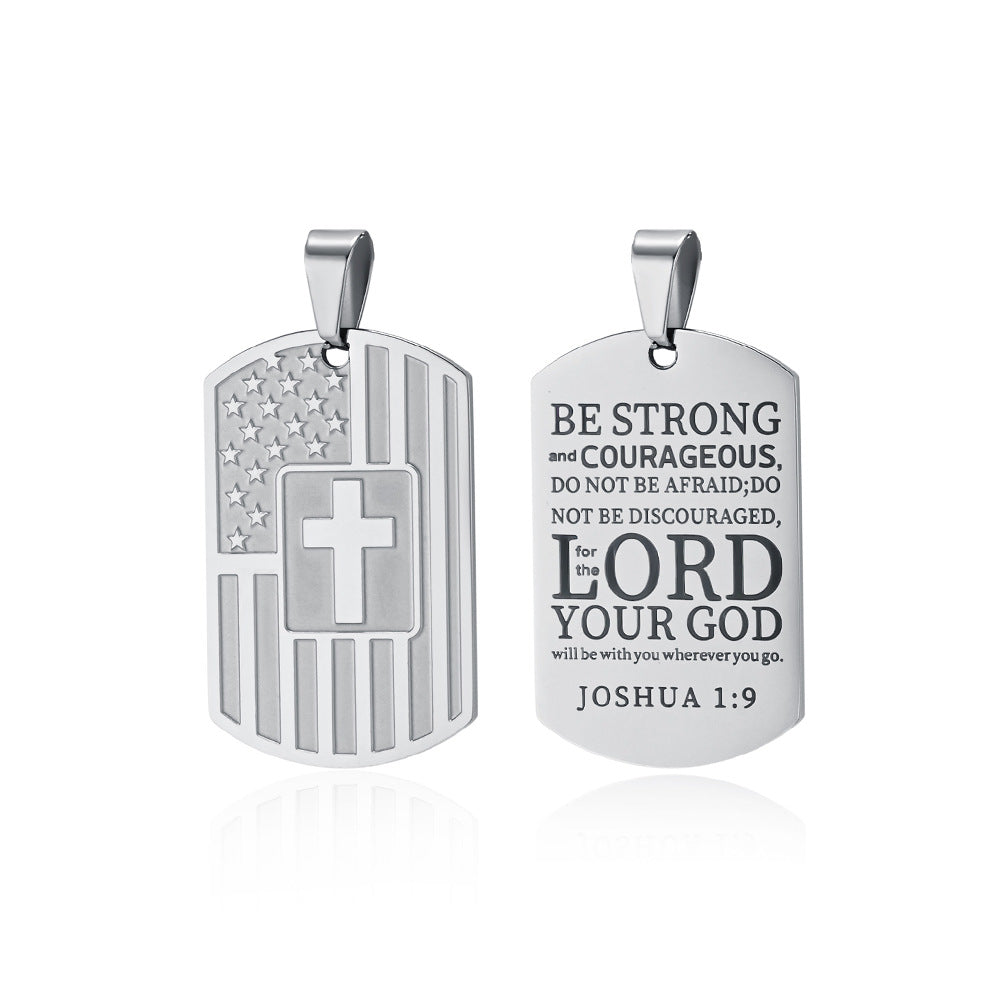 American Flag Cross Necklace - Elegant Military Pendant for Men