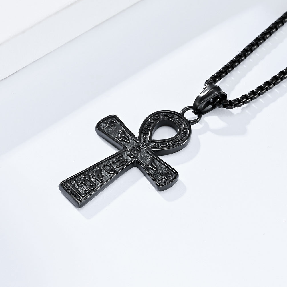 Planderful Everyday Genie Unisex Stainless Steel Anka Cross Necklace Retro Street Style Pendant