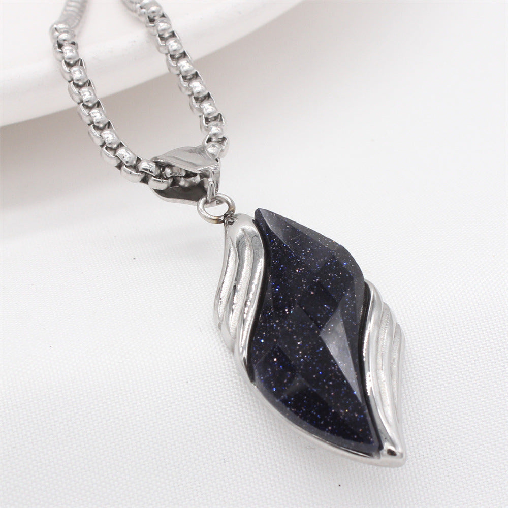 Planderful Everyday Genie – Stylish Simple Gemstone Titanium Steel Pendant Necklace for Men