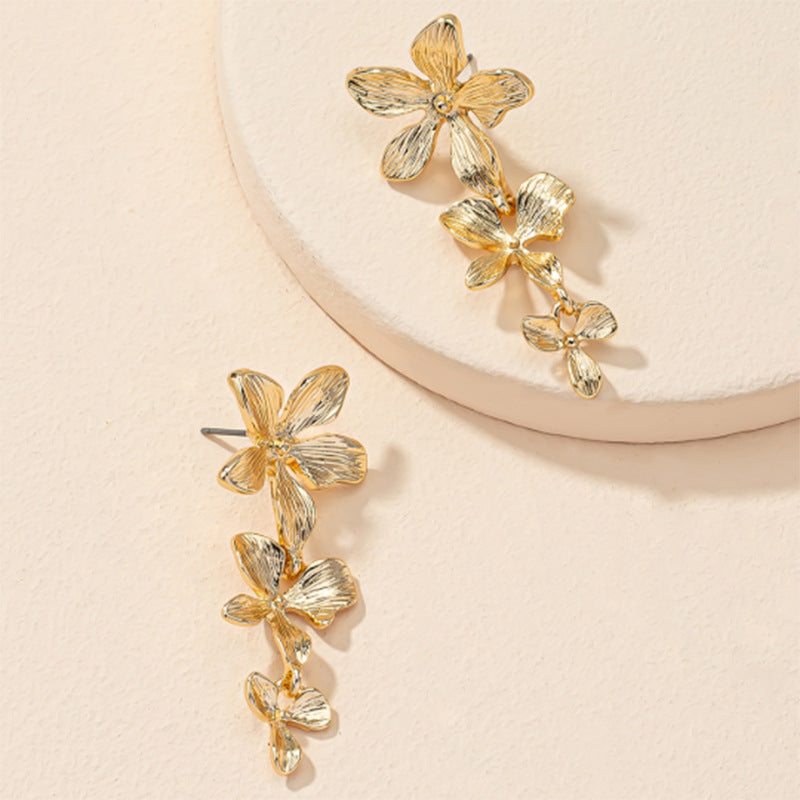 Exaggerated Metal Floral Earrings - Vienna Verve Collection