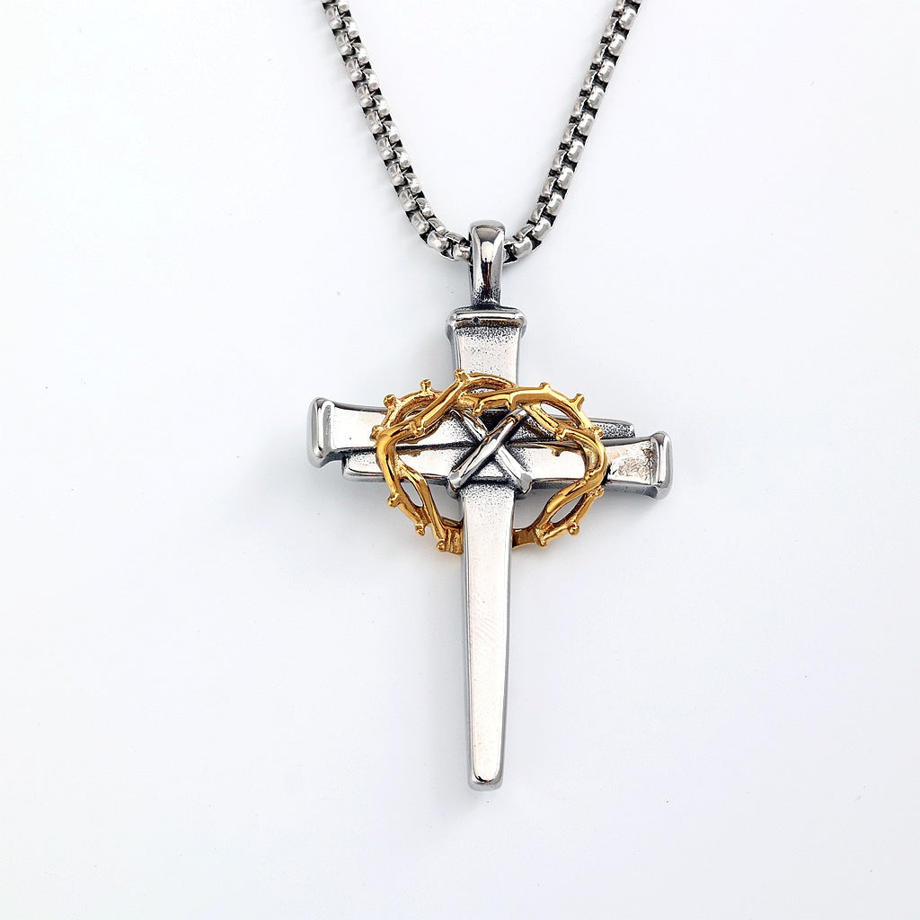 Punk Cross Stainless Steel Men's Pendant Necklace