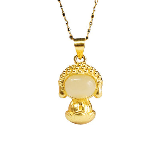 Buddha Jade Necklace with Hotan Jade Pendant