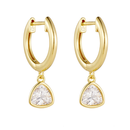 Geometric Triangular Zircon Sterling Silver Earrings Niche Earrings