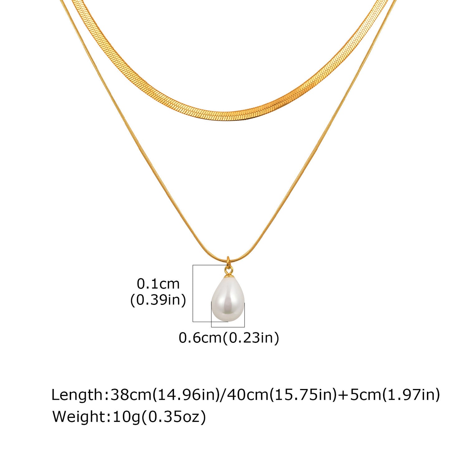 Stainless Steel Flat Cross Chain Pearl Spacer Copper Material Heart Flower Double Necklace