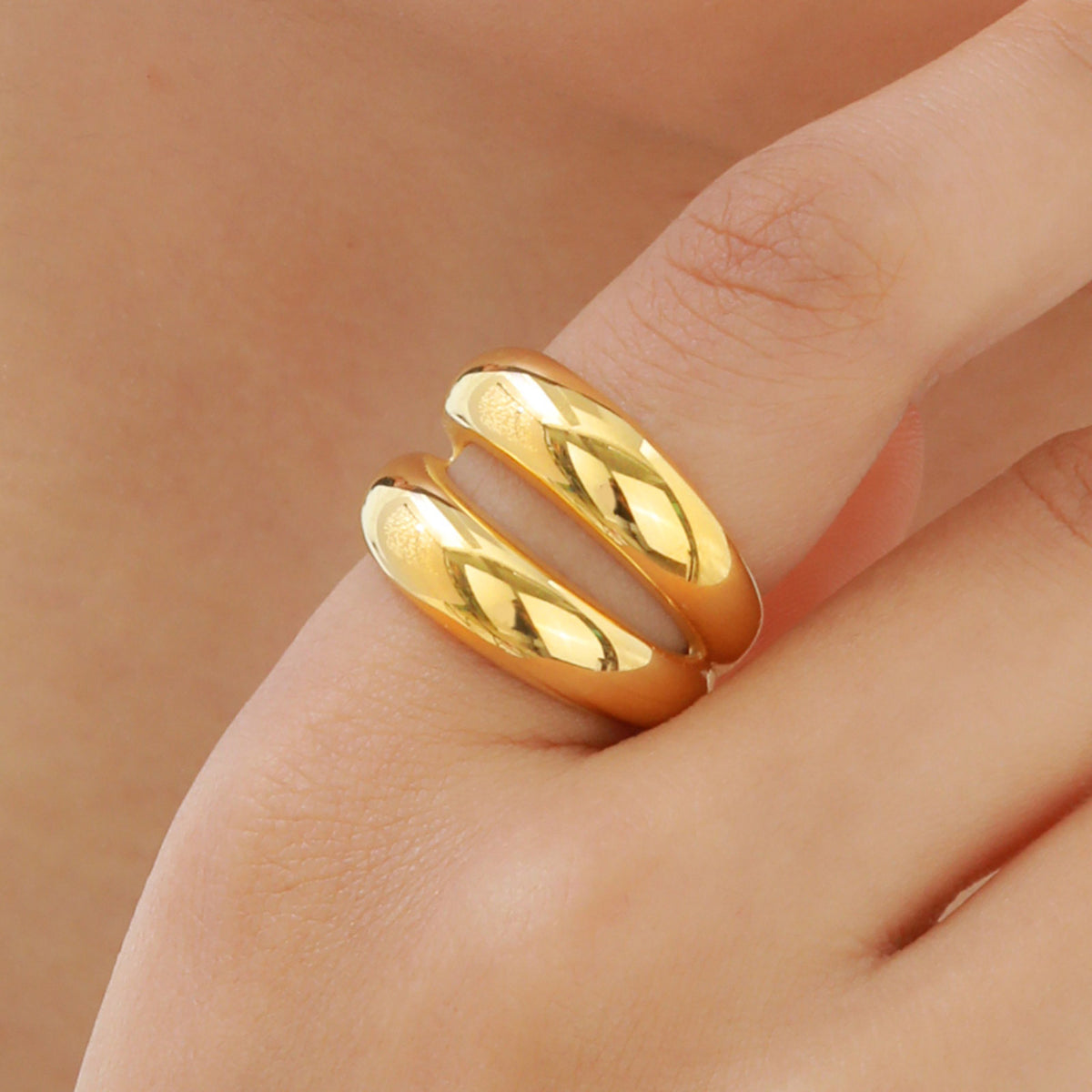Stainless Steel Smooth Geometric Gold Ring Women