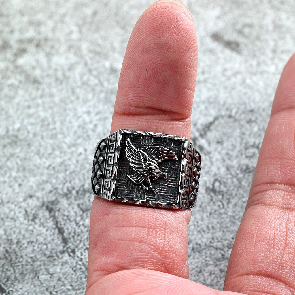 Vintage Eagle Stainless Steel Men's Ring