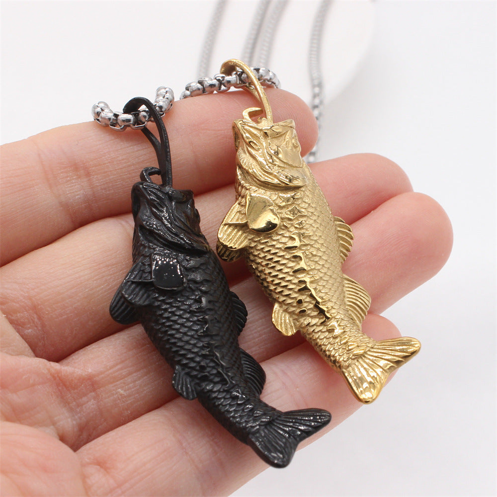 Planderful Everyday Genie – European and American Retro Goldfish Titanium Steel Pendant for Men