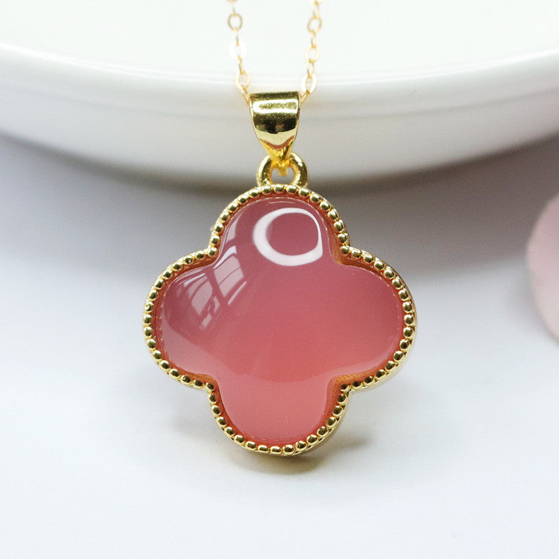 Rose Quartz Fortune Necklace with Sterling Silver Needle