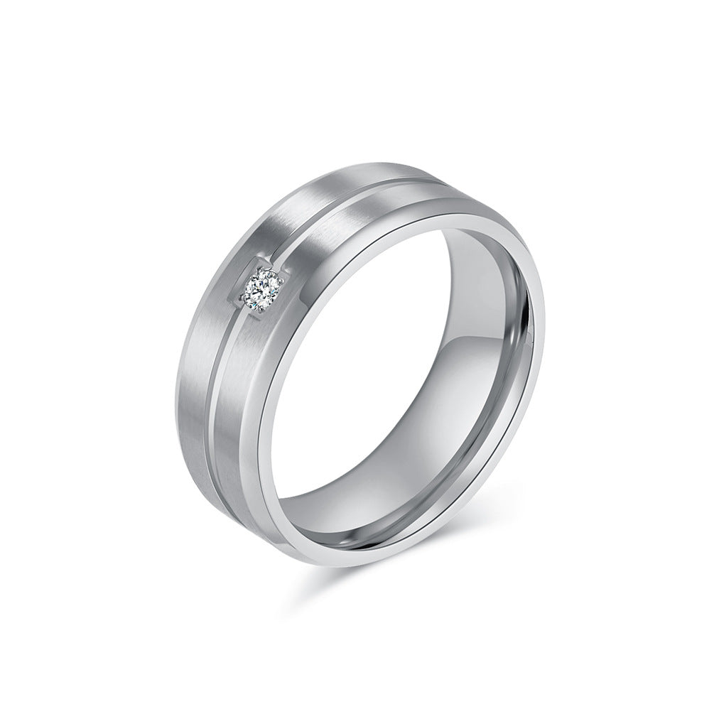 Planderful Titanium Steel Ring For Men With Zircon Inlay Minimalist Wedding Band Everyday Genie Collection