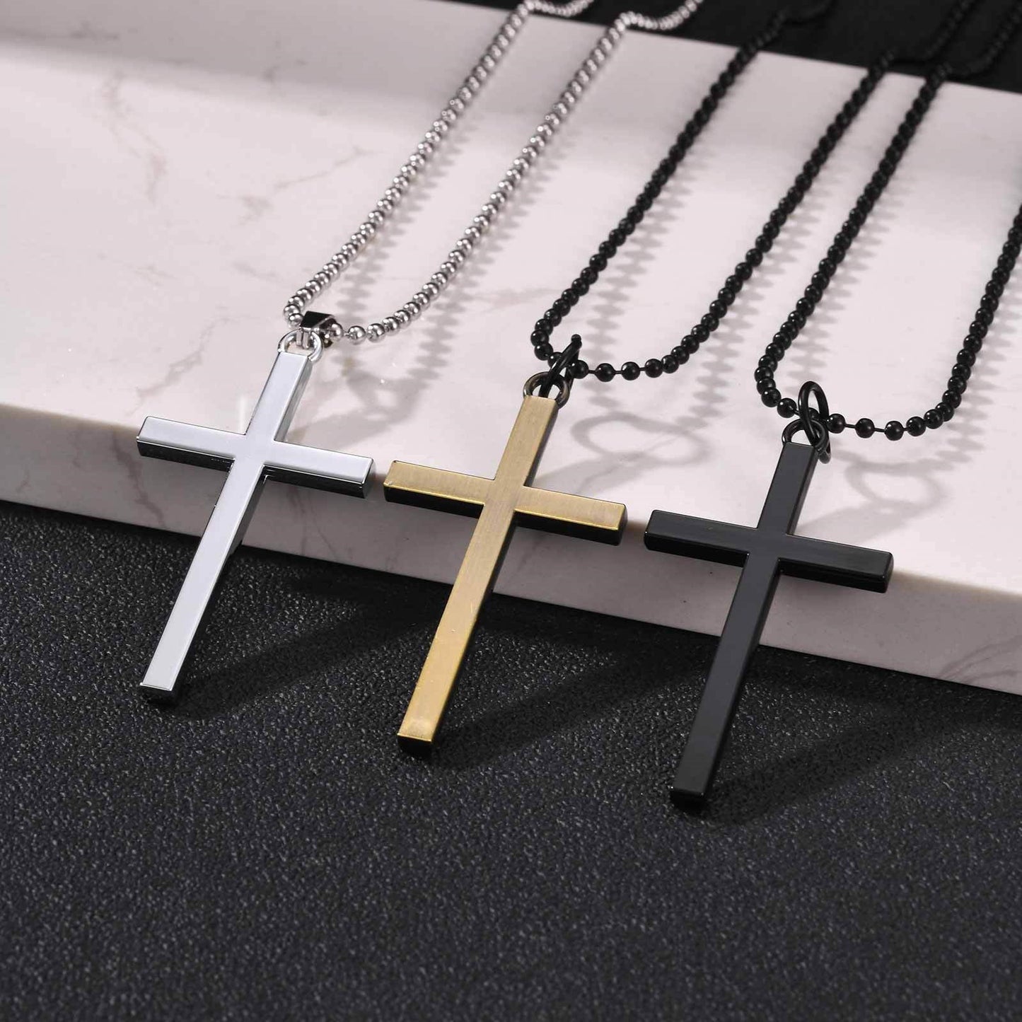 Alloy Cross Necklace Male Hip Hop Neutral Style Hip Hop Pendant Hot-Selling Model