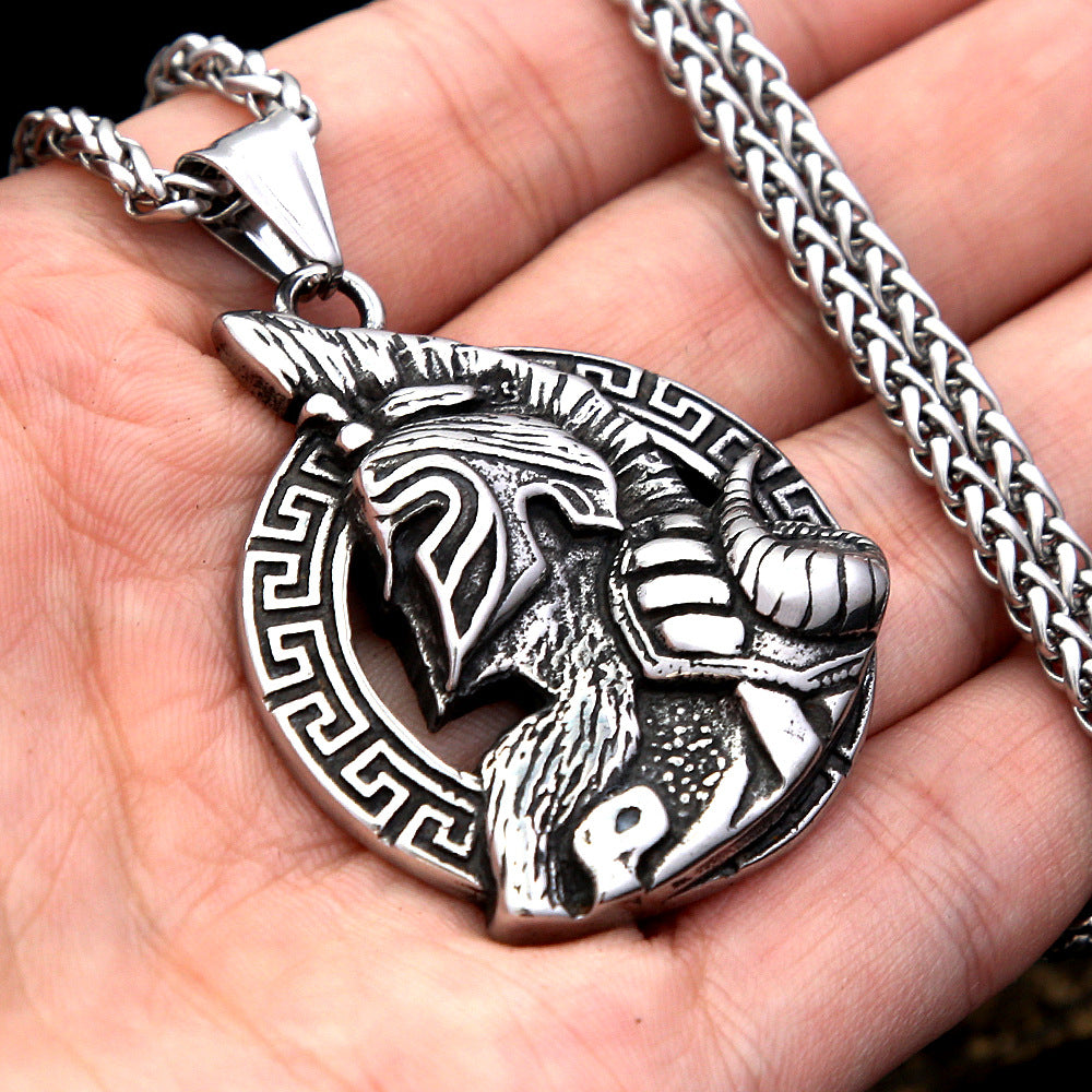 Vintage Fighter Stainless Steel Men's Pendant Necklace