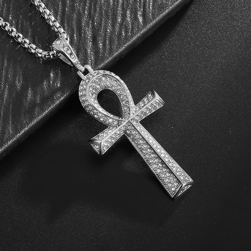 Planderful Everyday Genie Anka Pendant Necklace Stainless Steel Gold Plated Rhinestone For Women