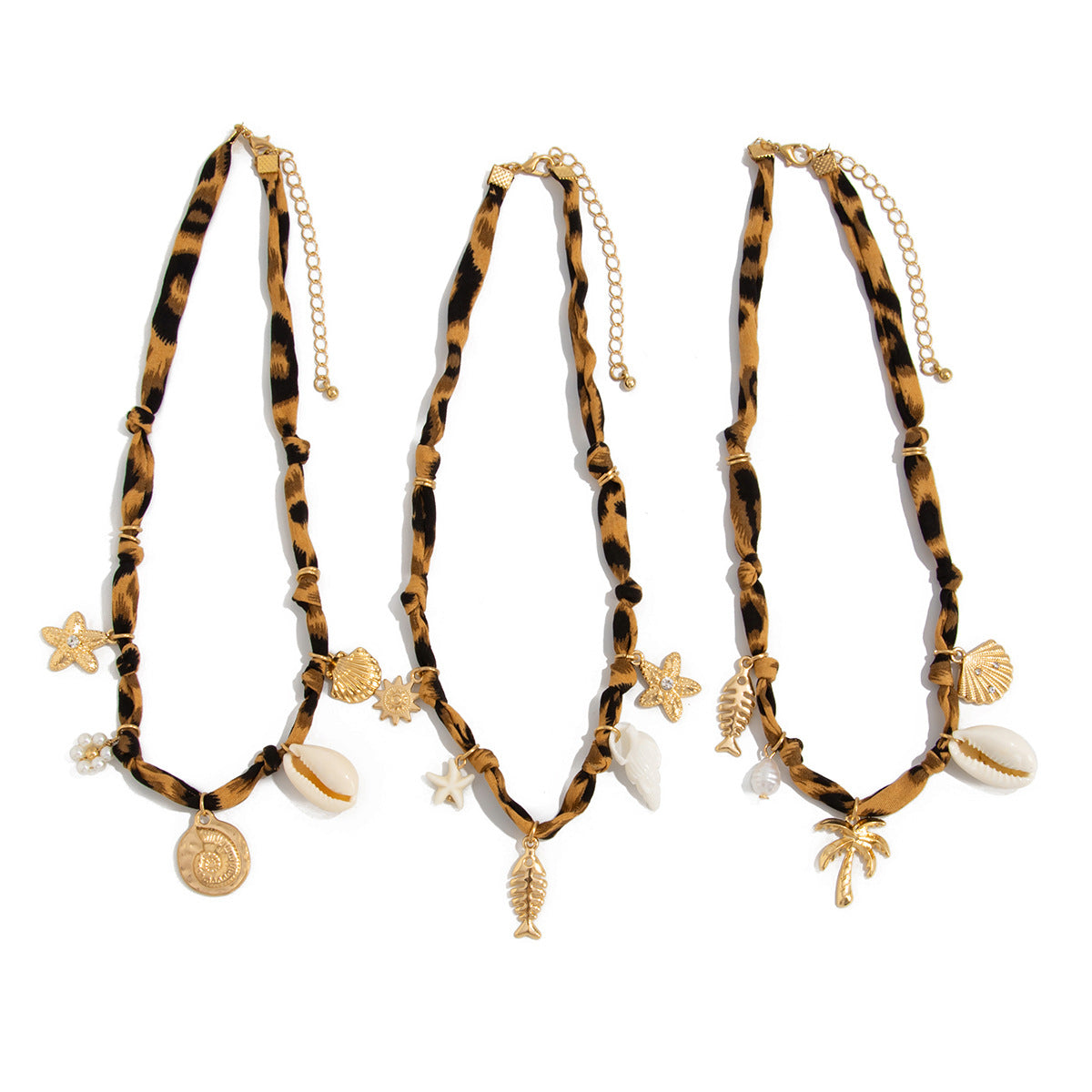 Knotted Fabric Shell & Star Necklace