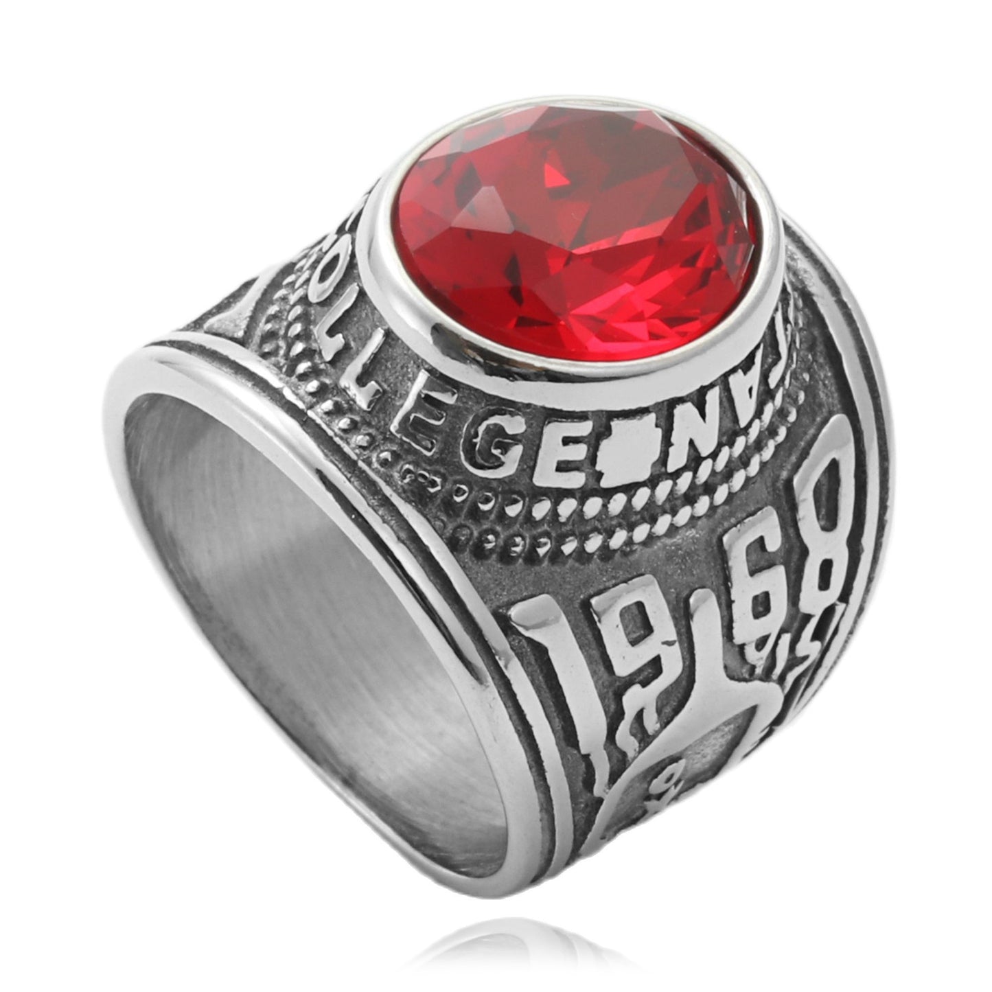 Planderful Titanium Steel MultiColor Zircon Ring For Men Unisex Retro Punk Style Eagle Design
